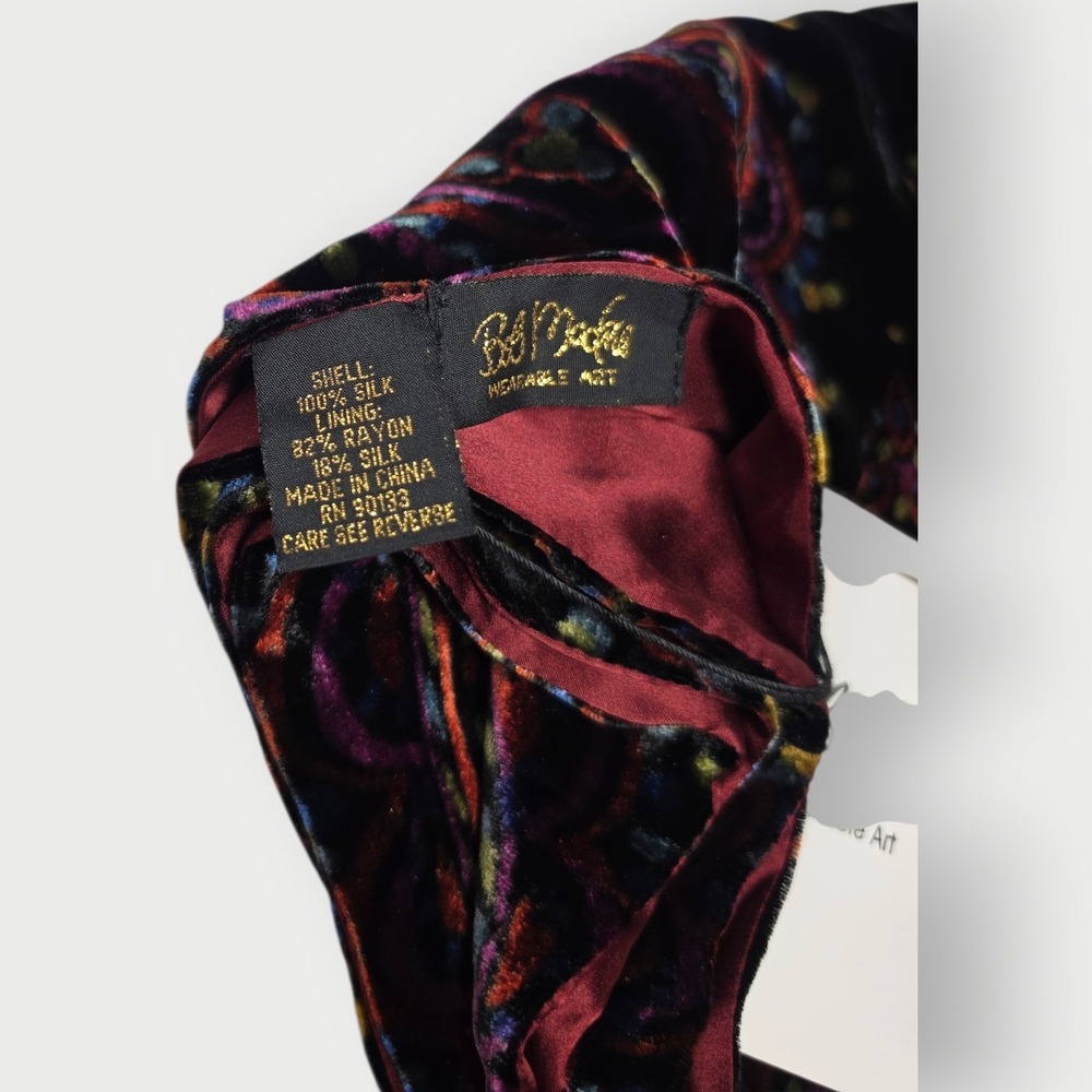 NEW Vintage Bob Mackie Wearable Art Silk Velvet Burnout Scarf Shawl Burgundy 66" - Picture 7 of 8